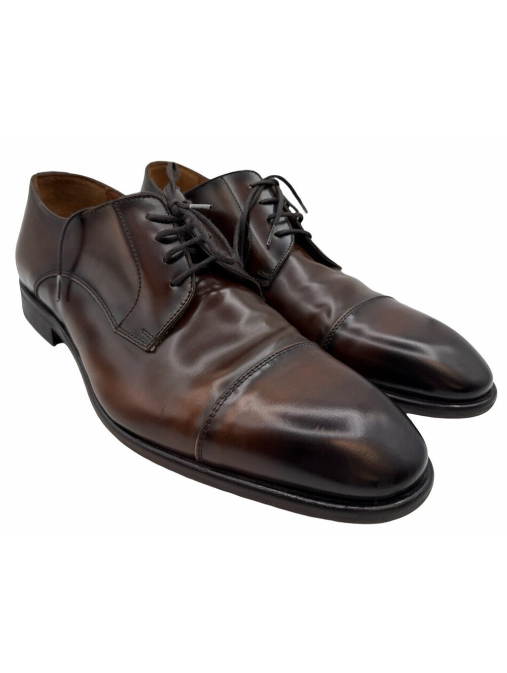 Luca Del Forte Enrico Leather Derby Dress Shoes Dark Brown Size EU 45 | US 12